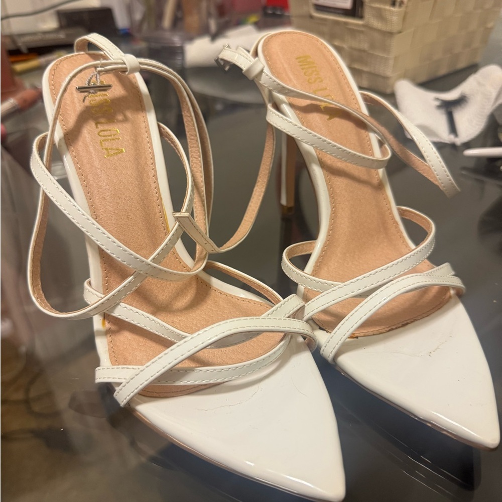 Miss Lola White Pointed-Toe Heels